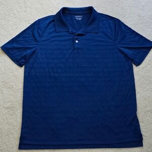 Croft & Barrow Easy Care Mens Blue Striped Golf Polo Shirt Size Large